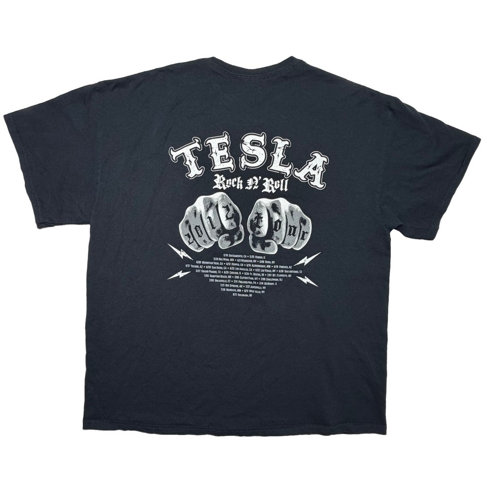 Tesla 2012 Summer Tour Concert T-Shirt Men's XL Black Double Sided